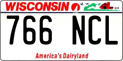 WI license plate 766NCL