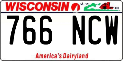 WI license plate 766NCW