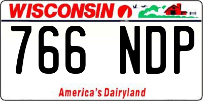 WI license plate 766NDP