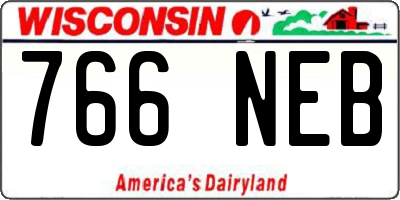 WI license plate 766NEB
