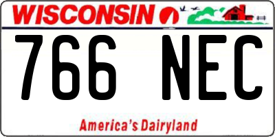 WI license plate 766NEC