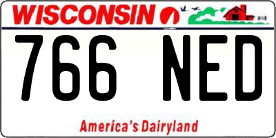 WI license plate 766NED