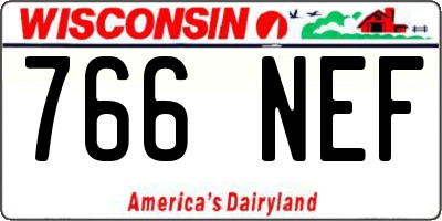 WI license plate 766NEF