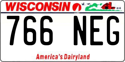WI license plate 766NEG