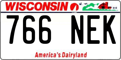 WI license plate 766NEK