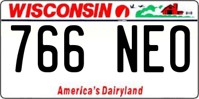 WI license plate 766NEO
