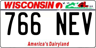 WI license plate 766NEV