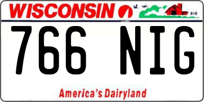 WI license plate 766NIG