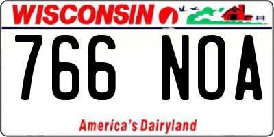 WI license plate 766NOA