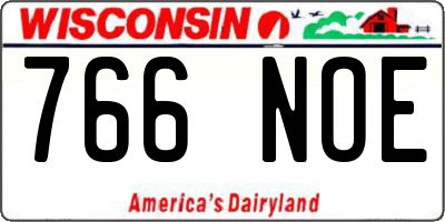 WI license plate 766NOE