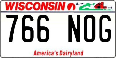WI license plate 766NOG