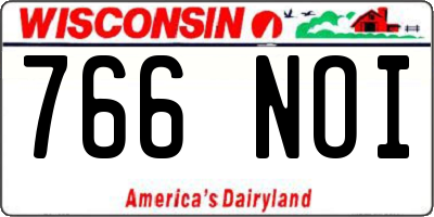 WI license plate 766NOI