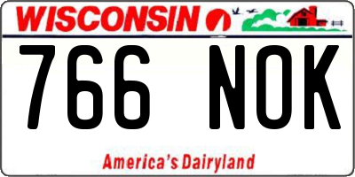 WI license plate 766NOK