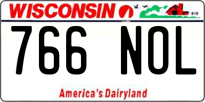 WI license plate 766NOL