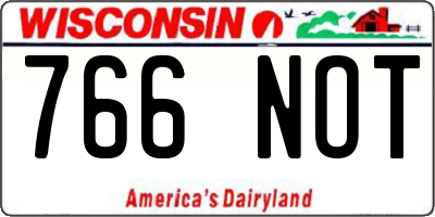 WI license plate 766NOT
