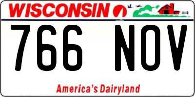 WI license plate 766NOV