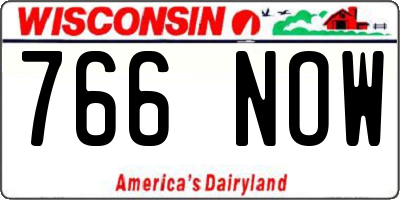 WI license plate 766NOW