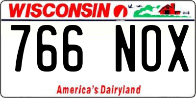 WI license plate 766NOX