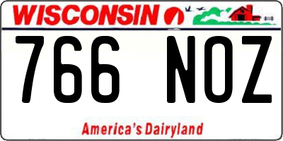 WI license plate 766NOZ
