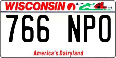 WI license plate 766NPO