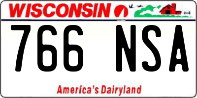 WI license plate 766NSA