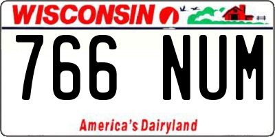 WI license plate 766NUM