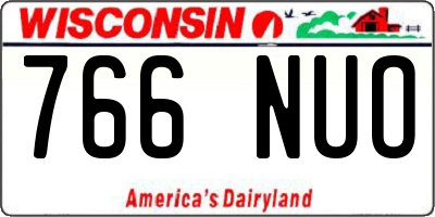WI license plate 766NUO