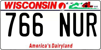 WI license plate 766NUR