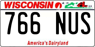 WI license plate 766NUS
