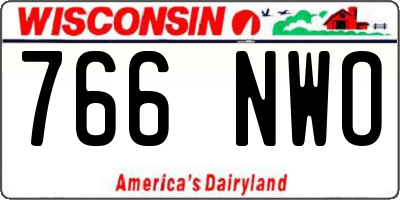 WI license plate 766NWO