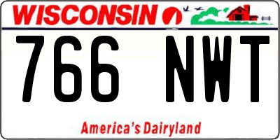 WI license plate 766NWT