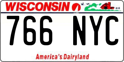 WI license plate 766NYC