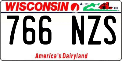 WI license plate 766NZS