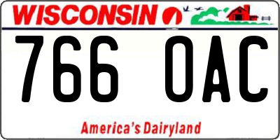 WI license plate 766OAC