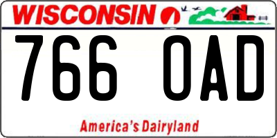 WI license plate 766OAD