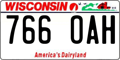 WI license plate 766OAH