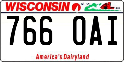 WI license plate 766OAI