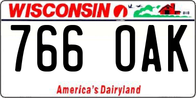 WI license plate 766OAK
