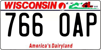 WI license plate 766OAP