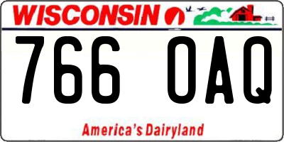 WI license plate 766OAQ