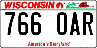 WI license plate 766OAR