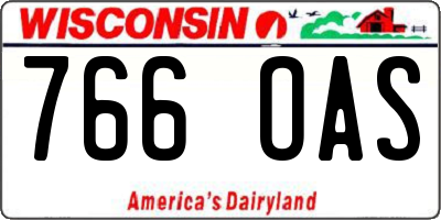 WI license plate 766OAS