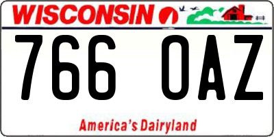 WI license plate 766OAZ