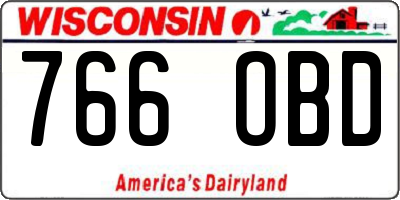 WI license plate 766OBD