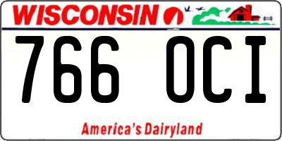 WI license plate 766OCI