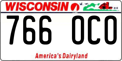 WI license plate 766OCO