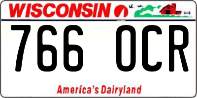 WI license plate 766OCR