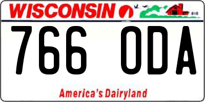 WI license plate 766ODA