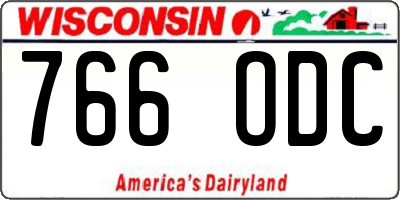 WI license plate 766ODC