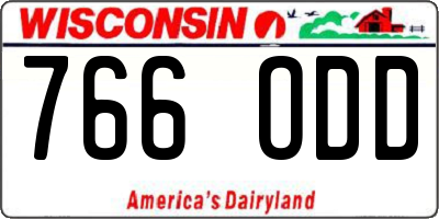 WI license plate 766ODD